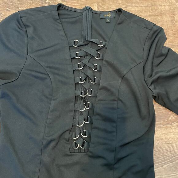 Twelve byOntWelfth Long Sleeve Lace Up Thong Bodysuit - Picture 3 of 13